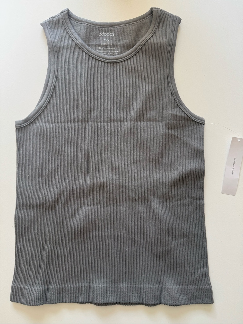 Ododos high neck ribbed tank top.  gray, Size M/L